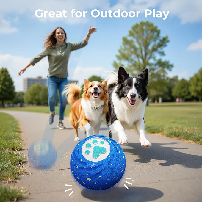Lovkid Smart Interactive Dog Toys - Interactive Dog Ball for Medium & Large Dogs Durable E-TPU Dog Toy to Keep Them Busy Motion Activated Rolling Ball Indoors & Outdoors (Blue)