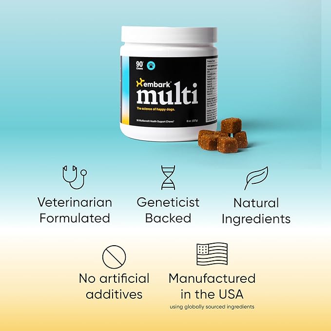 Embark Dog Multibenefit – All-in-1, Supplements for Dogs – Glucosamine, Chondroitin, Joint Support – Skin, Coat, Brain, and Immune Health – Vet-Formulated and All-Natural – 90 Soft Chews