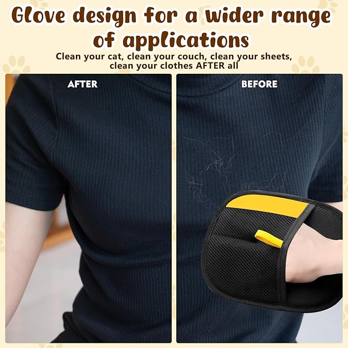 Pet Hair Removal Gloves, Pet Hair Remover Electrostatic Gloves for Cats & Dogs, Washable and Reusable Cat Hair Remover for Cat Beds, Bed Sheets, Sofas, Clothes, Carpets, Curtains (3pcs)