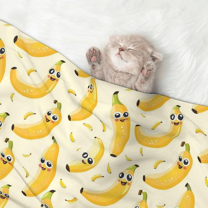 Waterproof Dog Blanket Soft Pet Blanket for Puppy Cat, Fleece Cat Throw Blankets for Furniture Bed Couch Sofa Reversible - Banana Fruit 3
