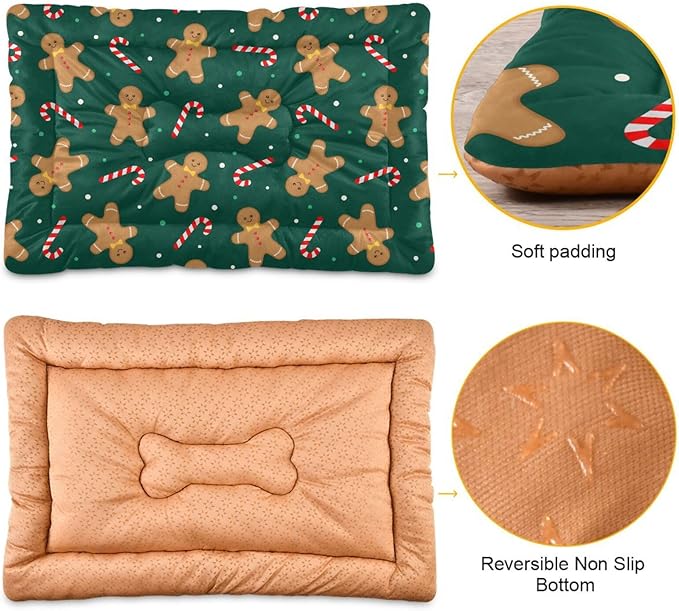 Pet Bed Christmas Gingerbread Man Dog Bed Mat Absorbing Non Slip Pad Pet Sleeping Mat for Small, Medium, and Large Dogs Puppy Cat 36 in x 24 in