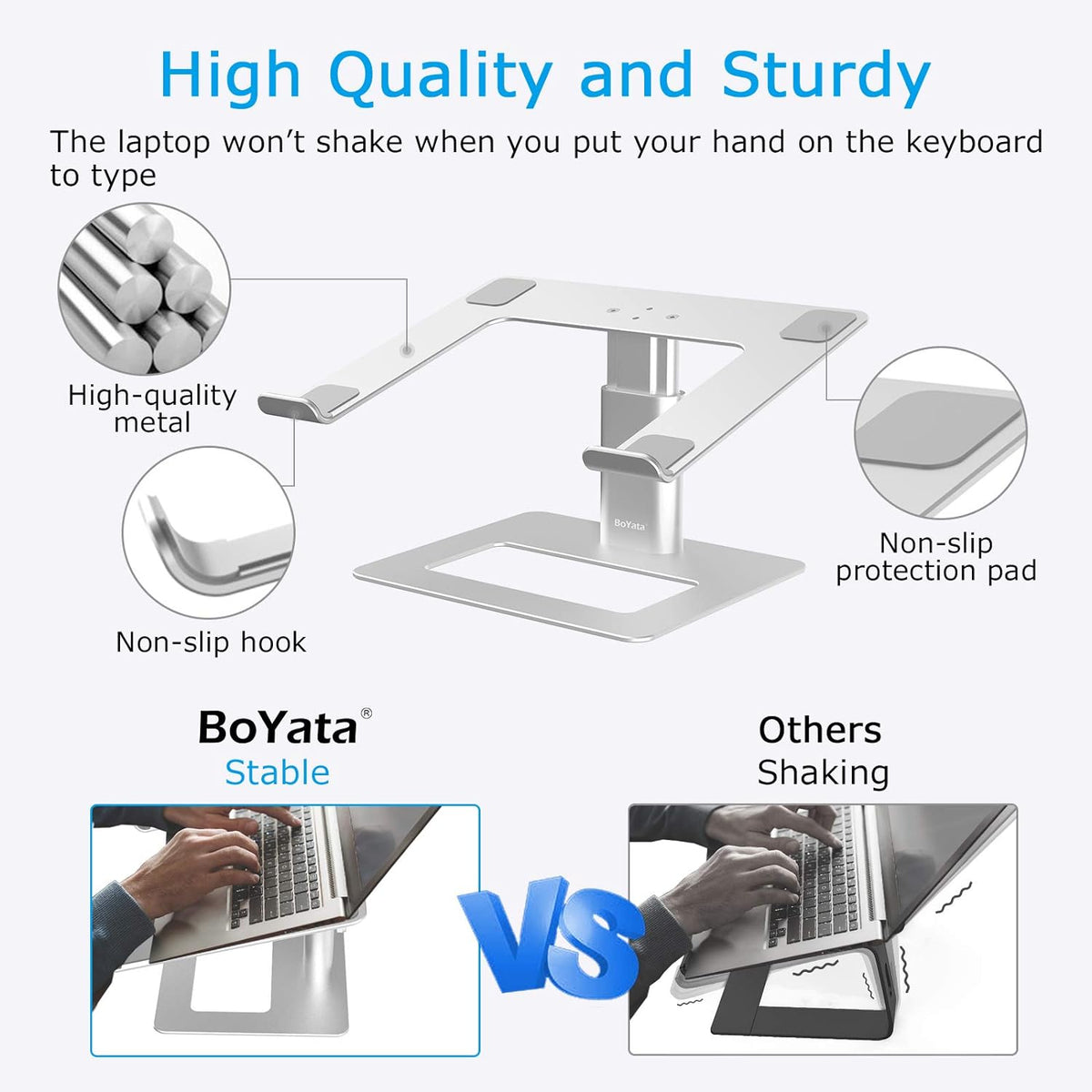 BoYata Laptop Stand, Height Adjustable Laptop Riser for 11-17" Laptops