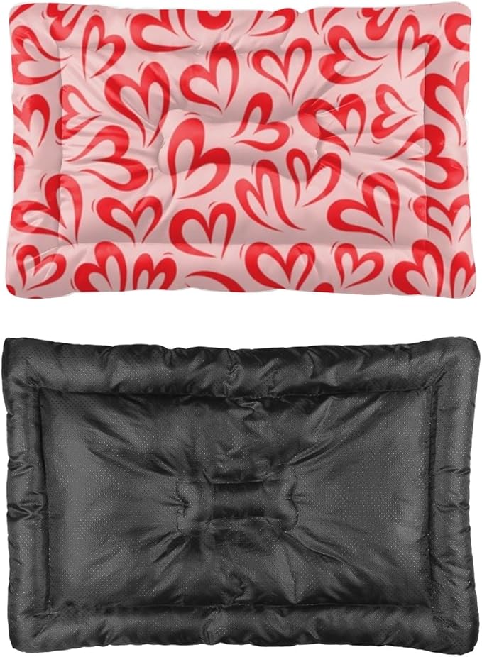 Comfortable Cat Beds with Anti- Slip Bottom, Love Hearts Valentine Gift Pet Sofa Dog Kennel Pad Puppy Dog Bed Cozy Mats for Indoor& Outdoor Sofa Cars, Machine Washable 24 × 18 inch
