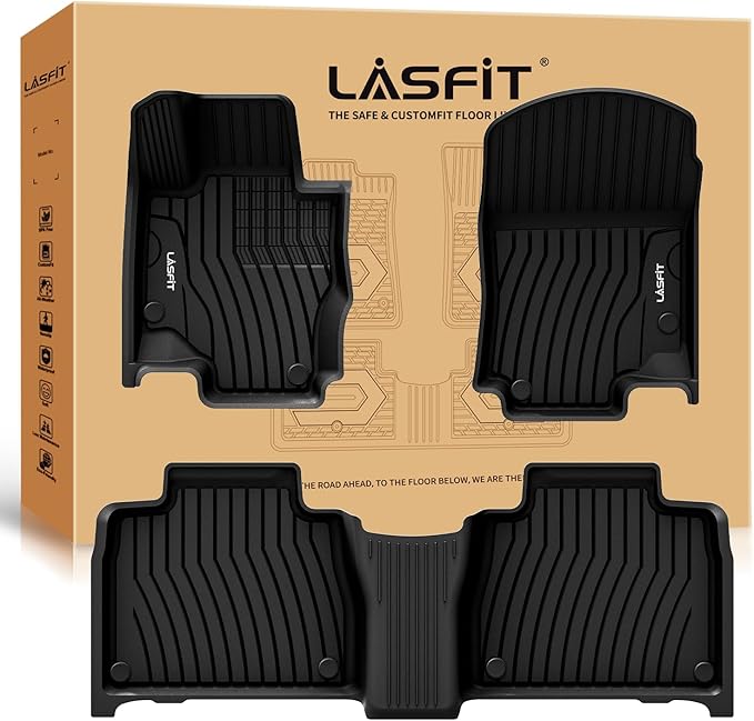 LASFIT Floor Mats for Mercedes Benz GLE SUV 2020-2026 350/450 / 450e / 580/53 AMG / 63 AMG S (Not Fit for Coupe), All Weather TPE Floor Liners Custom Fit GLE Car Mats, 1st & 2nd Row Set, Black
