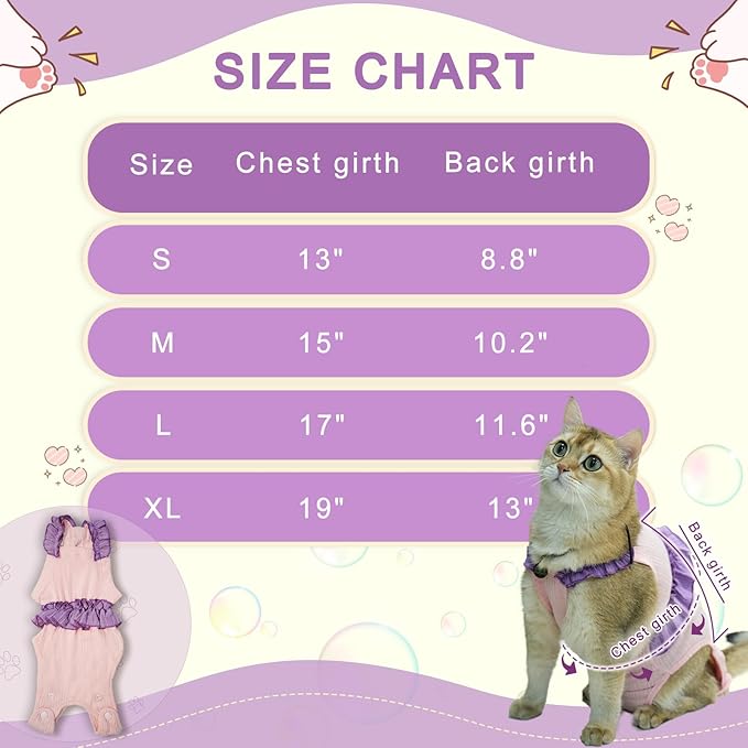 Cat Recovery Suit,Kitten Onesie After Surgery,E-Collar Alternative for Abdominal Wound and Skin Diseases,Soft Breathable Bodysuit After Spay（Orange-m）
