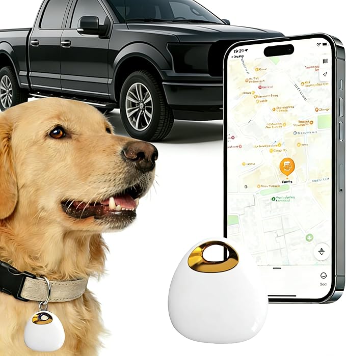 GPS Pet Tracker with Apple Find My Network, Android Compatibility, Real-Time Location Tracking, Water-Resistant (DINGWEIQI03)
