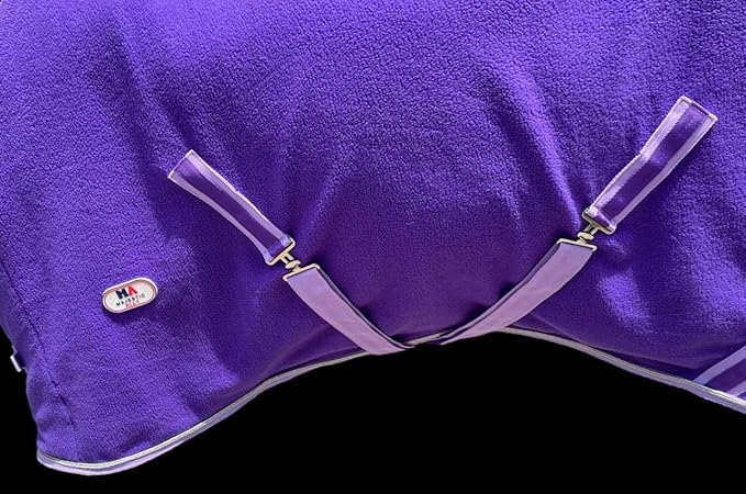Majestic Ally Anti Pill Fleece Horse Blanket/Sheet with Silver Braided Rope (Purple, 78)