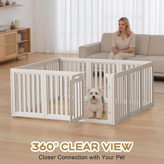 Clear Dog Play Pen,Pet Playpen with Door,Easy to Clean and Install Puppy pens for Both Indoor and Outdoor use (White, 30.3 inch Height, 12 Panels)