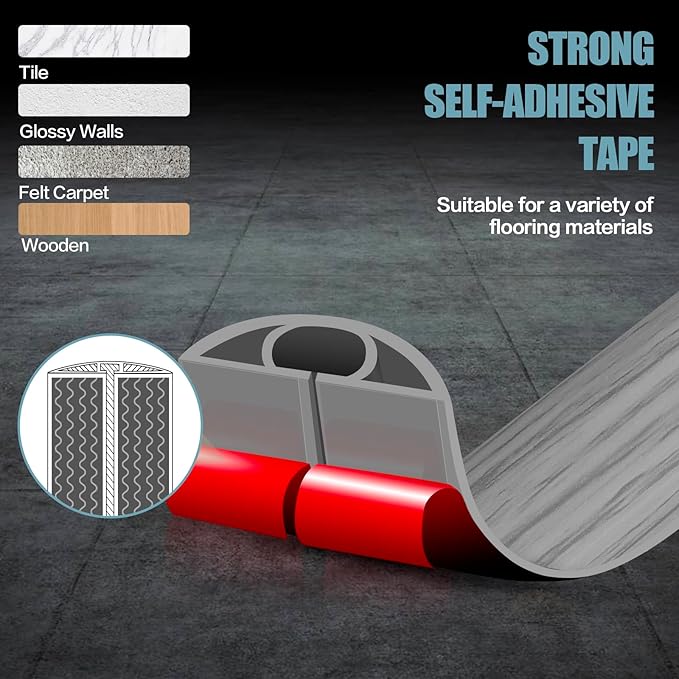 Floor Cord Cover Self Adhesive Cord Hider,10FT Cable Management, Extension Strip Protector for Wires, Prevent Cable Trips for Offices, Gyms, Exhibitions Cavity:0.3"(W) x 0.28"(H) Gray Wood