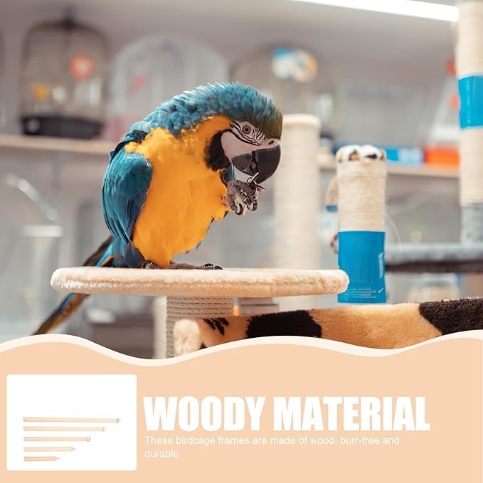 Veemoon Wood Bird Perch Stand 5pcs Parrot Cage Stick Standing Sticks Climbing Branch Rod Bird Cage Grinding Toy for Cockatiels Parakeet （10+15+20+25+30 CM）