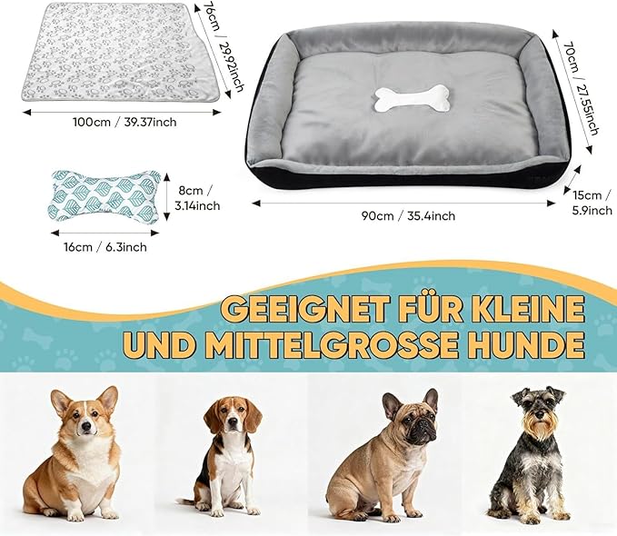 Orthopedic Dog Bed, Non-Slip Washable Plush Cushion, Thick Warm Sleeping Mat, Pet Furniture for Puppy Cat Home Apartment Winter Fall, Supportive Comfort for Restful Sleep