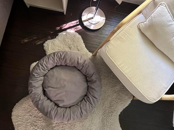 Organic Cotton Canvas Dog Bed: Removable Cover, Natural Fill - Made in USA (Blue Gray, X Small 18" x 6" inches)