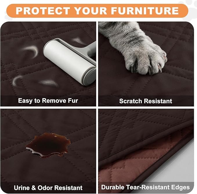 100% Waterproof Dog Couch Protector, Triple-Layer Waterproof Dog Bed Cover Pet Blanket Reversible 2-Tone Sofa Shield, Non-Slip Furniture Guard for Pets(35×71 Inch, Chocolate+Coffee)