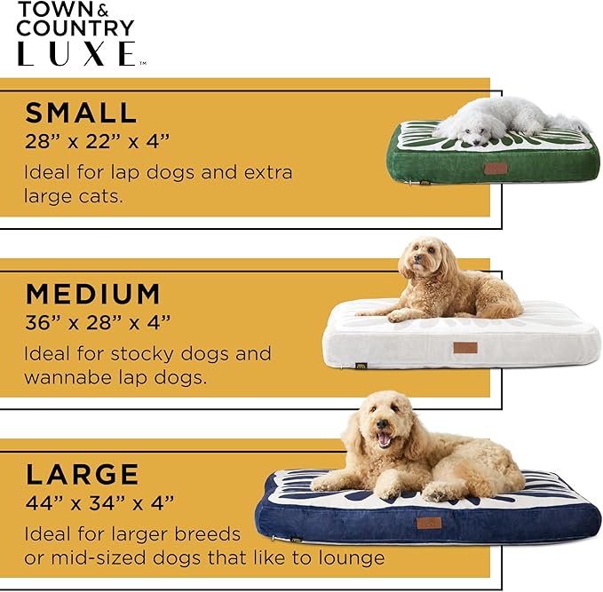 TOWN & COUNTRY LUXE CuddleTown Matisse Everwash® Pillow Pet Bed, Water Repellent Floor Pillow, Machine Washable Cover, Soft & Calming, Navy Blue, Medium 36"x28"x4"