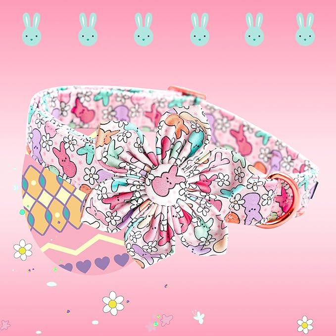 Lionheart glory Easter Day Dog Collar with Flower Dog Collar for X-Small Dogs, Rabbits Colorful Dogs Collars Flowers Spring Collars Puppy Flowers