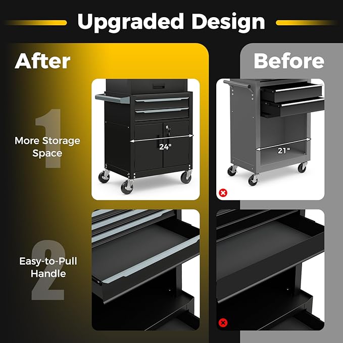 Goplus Tool Chest, 6 Drawers 3-in-1 Extra Large Tool Storage Cabinet with 4” Universal Lockable Wheels, Auto Lock, Protective Liner, Heavy Duty Rolling Tool Box for Garage, Workshop