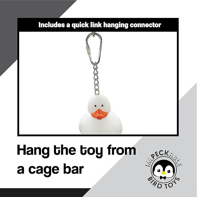 922 Rainbow Duck Ringer Toy with Rubber Ducks, Chains and Bells – Handcrafted Great for Budgies, Parrotlets, Conures and Other Small to Medium Birds