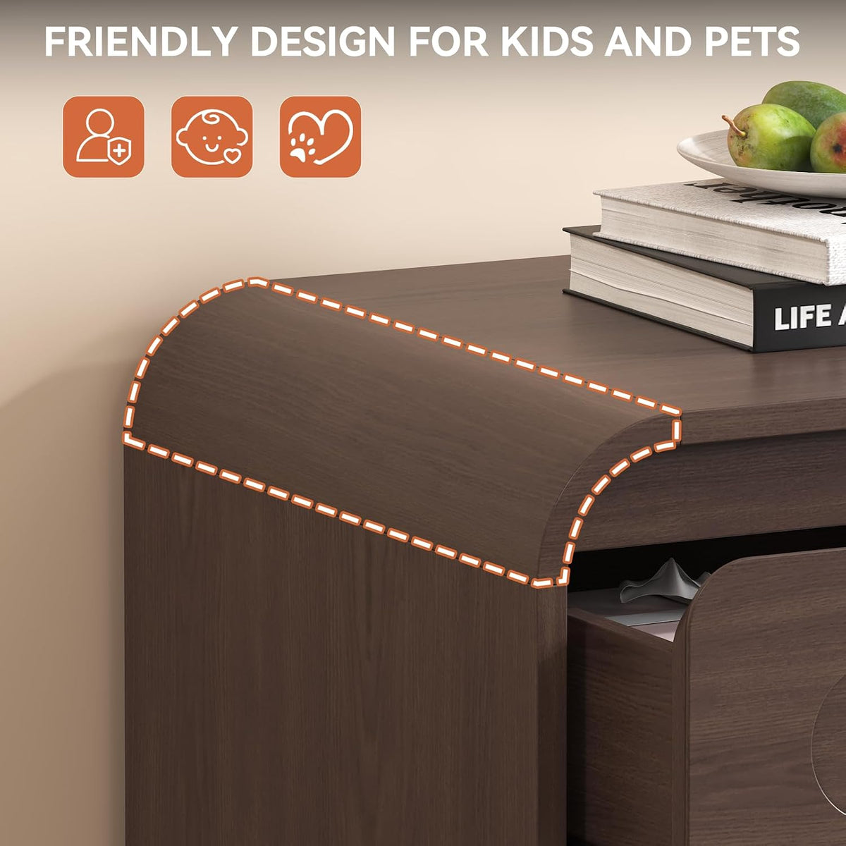Tall Dresser for Bedroom, 6 Drawer Wood Dresser&Chest of Drawers, Brown