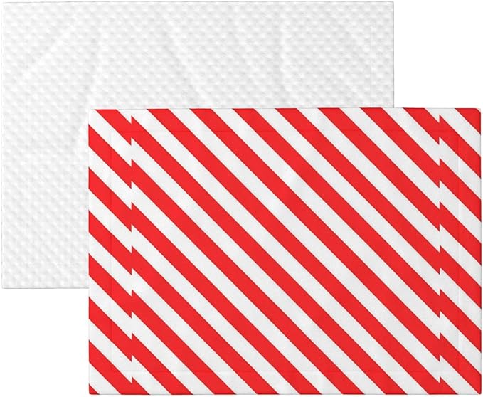 Two Sided Pet Cuddler Blanket for Anxiety Calming, Red White Stripes Christmas Candy Cane, Reversible Plush Design with Bubble Dot Pattern Provides Familiar Surface Anywhere