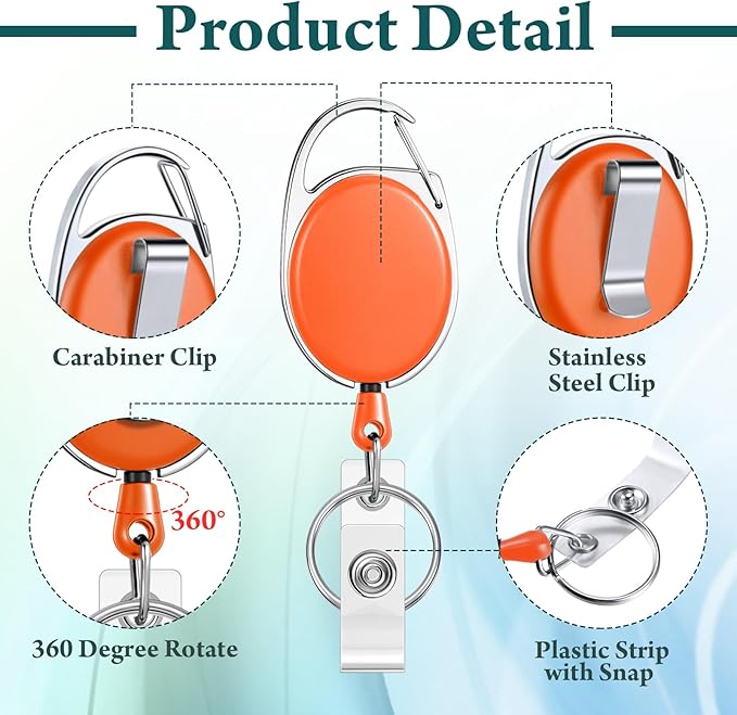 Laumoi 80 Packs Retractable ID Badge Holder Name ID Badge Reel Clips Keychain with Belt Clip and Key Ring for Office Worker Doctor Nurse Employee (Fresh Color)