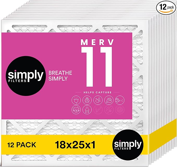 Simply 18x25x1 Air Filter, MERV 11, 12 Pack,
