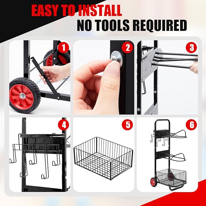 Rolling Saddle Cart with Wheel, Saddle Rack Dolly Heavy Duty Horse Equipment Cart Foldable Horse Tack for Storage Moving Organize Transport Supplies (Upgrade The Shelf)