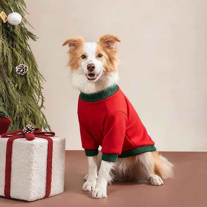 Custom Dog Hoodie, Personalized Sweatshirt with Photo Text Name Logo, Customized Hooded Sweater for Small Medium Large Dogs & Cats (Red + Green Sleeves, Medium)