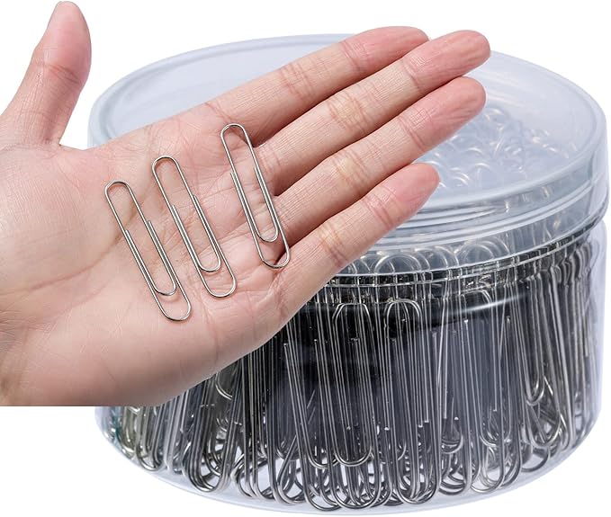 Colored Jumbo Paper Clips, 300pcs 2 Inch (50 mm) Paper Clip Paperclips Colorful Clips for Paperwork Ideal for Home, School and Office Use Colored