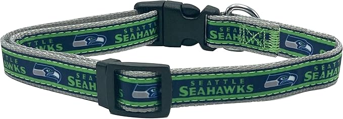 Pets First NFL Seattle Seahawks Licensed PET COLLAR, Medium - Heavy-Duty, Strong, and Durable Dog Collar. Available in 31 Football Teams and 4 Sizes