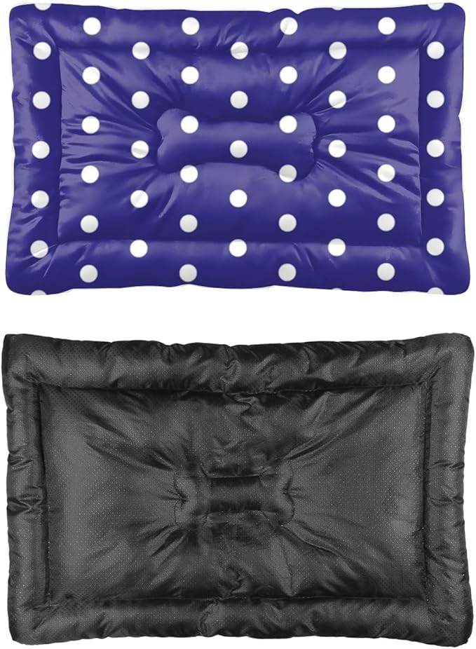 Polka Dot Blue Comfy Dog Beds for Medium Dogs Outdoor Mat for Dogs Puppy Pad Crate Beds Washable Non-Slip Washable Crate Bed Cushion Dog Bed Outdoor Mat Cage Small Pets Indoor 36X24 Inch