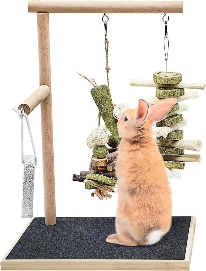 kathson Rabbit Toys for Bunnies Boredom, Rabbit Chew Toys for Teeth Grinding Wooden Bunny Scratching Board Small Animals Play Toy for Chinchilla Guinea Pigs Hamsters Other Rodent Pets
