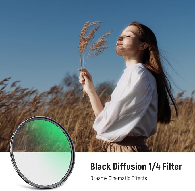 NEEWER 55mm Black Diffusion 1/4 Filter Dreamy Soft Cinematic Effect Filter