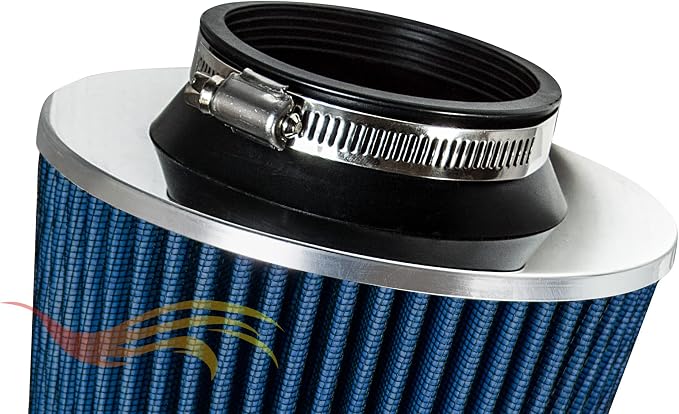 BLUE 3" 76 mm Inlet Cold Air Cone Replacement Performance Washable Clamp-On Dry