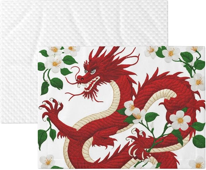Reversible Dog Blanket for Beds Couches, Floral Chinese Japanese Dragon Flower, Double Sided Cat Blanket with Textured Dot Feel and Smooth Feel for Seasonal Comfort All Year