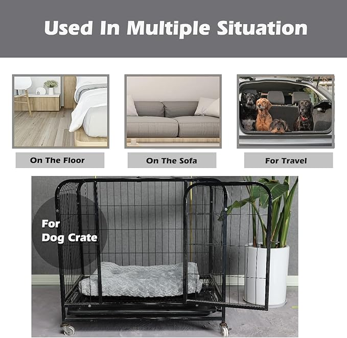 Crate Pads for Dog Cages Dog Bed for Small Dogs Crate Washable 24 inch Dog Crate Bed Dog Mats for Sleeping,Up to 25 lbs Soft and Fluffy Small Dog Bed for Crate Tire Printing Gray S