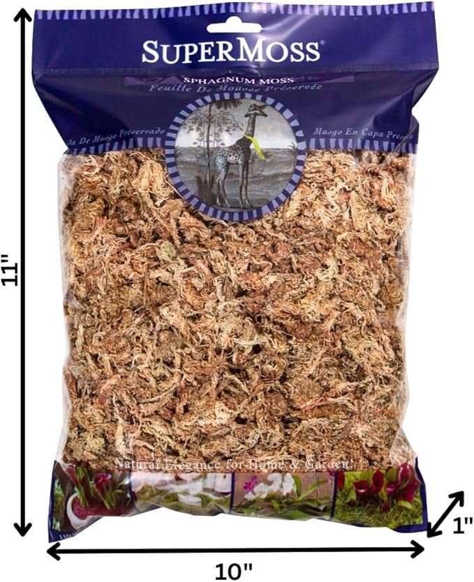 SuperMoss (22306) Orchid Sphagnum Moss, Premium Grade Long Fiber Superior Water Retention for Orchids and Nursery Plants, 175 Cu. in. (Appx. 4 Oz)