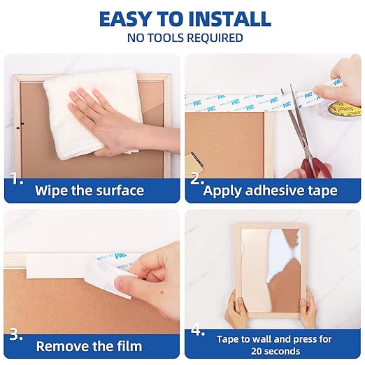 Double Sided Tape 0.39"×16.5Ft, Mounting Tape Heavy Duty No Residue, Removable PE Foam Tape Strips, Extra Strong Adhesive Tape Waterproof for Walls Home Office Decor Crafts Paint Picture Poster