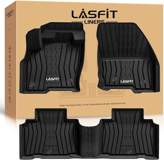 LASFIT Floor Mats Fit for Lincoln Nautilus 2019-2023/ for Lincoln MKX 2018 2017 2016 All Weather Floor Mats Custom Fit Floor Liner TPE Car Mats,1st and 2nd Row,Black