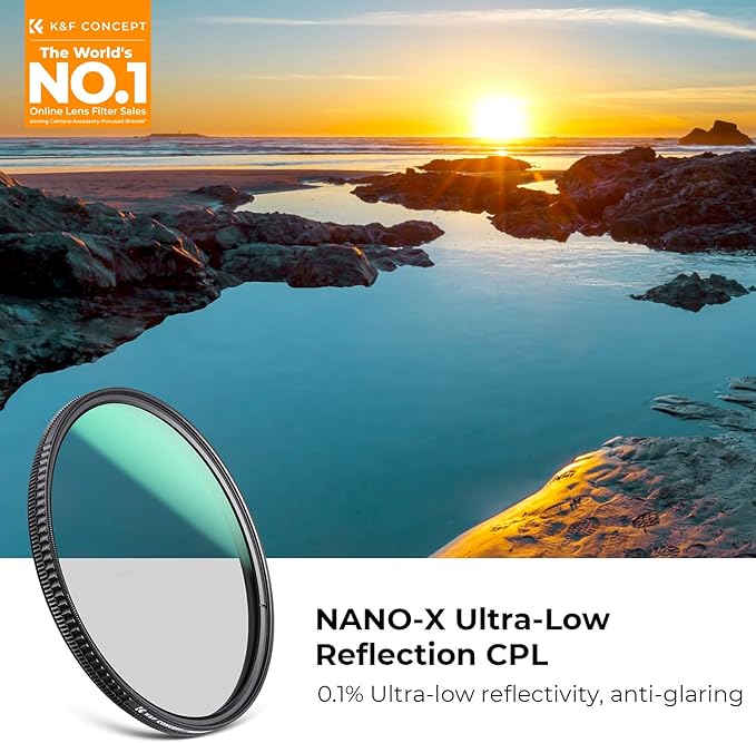 K&F CONCEPT 77mm Ultra-Low Reflectivity Circular Polarizers Filter 28