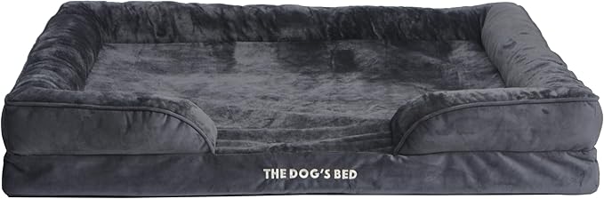 The Dog’s Bed Replacement Outer Cover & Bolster for Standard Foam Beds, Flannel Fabric, Grey, XXL