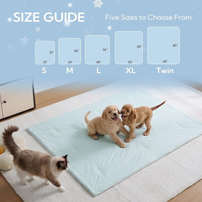 Soulbond Cooling Blanket for Large Dogs - Q-MAX>0.45, Washable Cool Pet Cats Throw Blanket for Hot Weather, Self-Cooling Soft Dog Mat for Bed Crates Couch Sofa Cars(40"x50", Aqua Green)