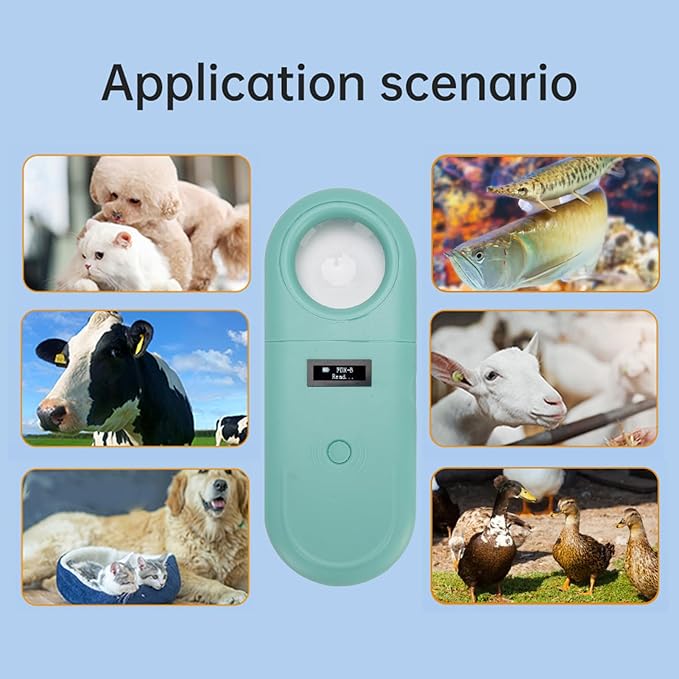 Greensen Microchip Reader, Rechargeable Handheld Pet Scanner with 1.44IN TFT Display and LED Light for Dogs Cats Pigs Animal Identification ISO11784 ISO11785