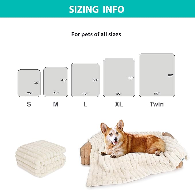 Chicute Waterproof Dog Blanket for Bed, Luxury Plush Washable Large Dogs Blankets for Furniture Protection, Super Soft Calming Pet Blanket (Beige, 60"x80")