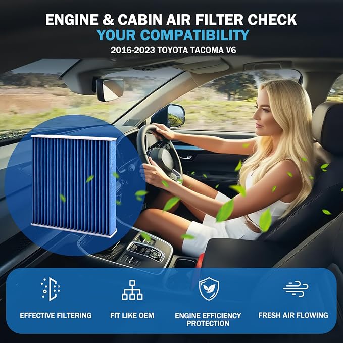 1pc Cabin & 1pc Engine Air Filter Kit Accessories