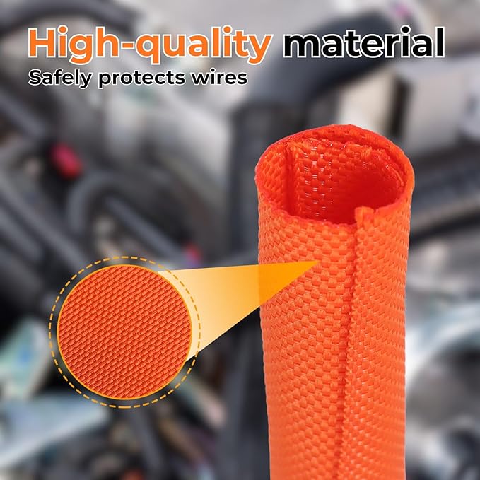 3/8 inch Split Braided Cable Management Sleeve for USB Cable Power Cord Audio Video Cable, Wire Loom Cord Protector from Cat Dog Chewing (Yellow, 25FT)
