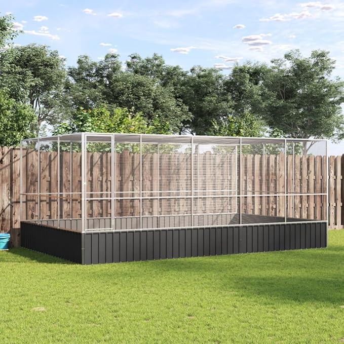 Outdoor Aviary Bird Cage, Galvanized Steel Outside Ample Activity Space Birdcage, 203.9"x120.9"x83.5", -273