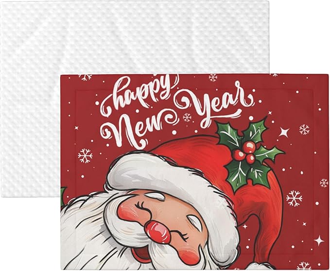 Happy New Year Throw Blanket - Red Xmas Blanket for Dog Cat Pet 23x16 Santa Blankets for Couch Sofa Bed
