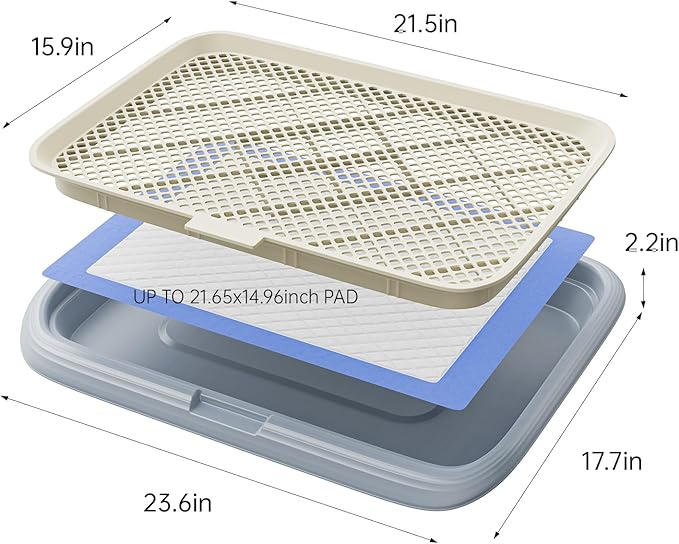 Dog Potty Tray, 23.6"x17.68" Indoor Pet Pee Pad Holder,Puppy Training Holder,Bathroom Dog Litter Box, Pet Toilet for Small and Medium Dogs,Housebreaking Supplies, Pet Products(Gray)