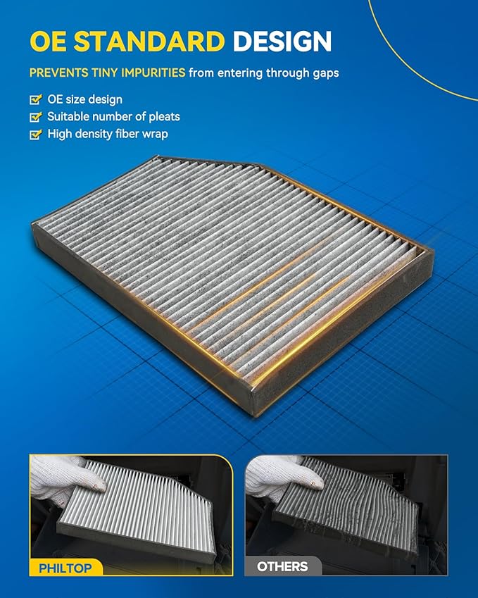 PHILTOP Cabin Air Filter w/Activated Carbon, Compatible