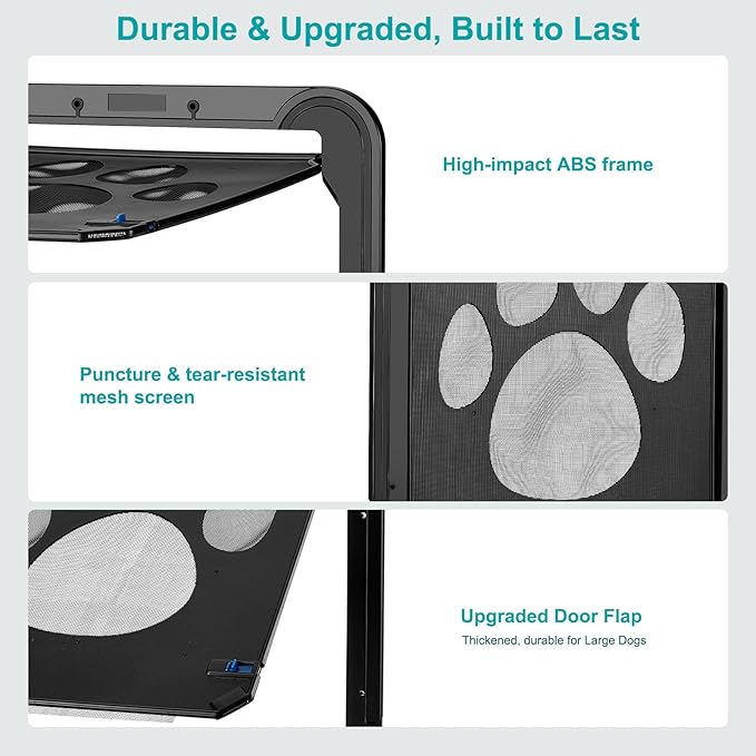 Ownpets Dog Screen Door, Inside Door Flap 12x14x0.4 Inch, Lockable Pet Screen Door, Magnetic Self-Closing Screen Door with Locking Function, Sturdy Screen Door for Dogs Cats